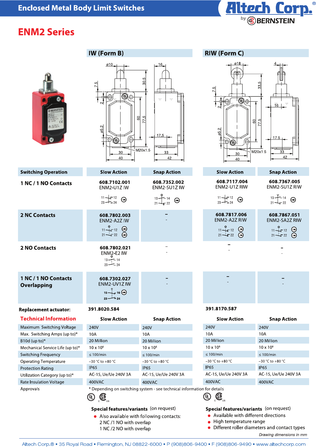 Control and Safety Switches Datasheet by Altech Corporation DigiKey