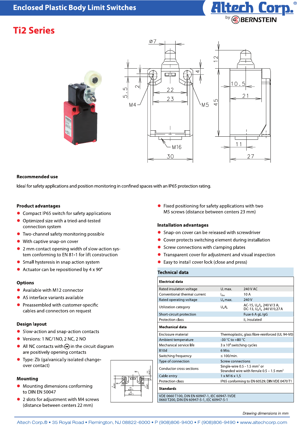 Control and Safety Switches Datasheet by Altech Corporation DigiKey